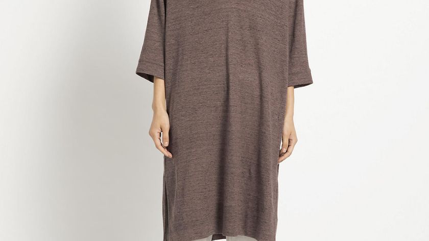 hessnatur Damen Jersey-Kleid aus Leinen - braun - Größe 34