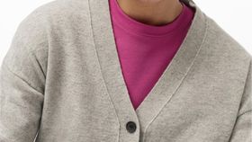 hessnatur Damen Strickjacke aus Lambswool - grau - Größe 44