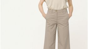 hessnatur Damen Hose Wide Leg aus Bio-Baumwolle - beige - Größe 38