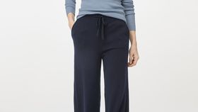 hessnatur Damen Strickhose aus Bio-Merinowolle - blau - Größe 44