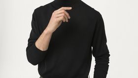 hessnatur Herren Rollkragen-Pullover aus Bio-Merinowolle - schwarz - Größe 48