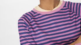 hessnatur Damen Slub Shirt Streifen Regular aus Bio-Baumwolle - rosa - Größe 34