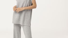 hessnatur Damen Strickhose aus Bio-Schurwolle mit Kaschmir - grau - Größe 40