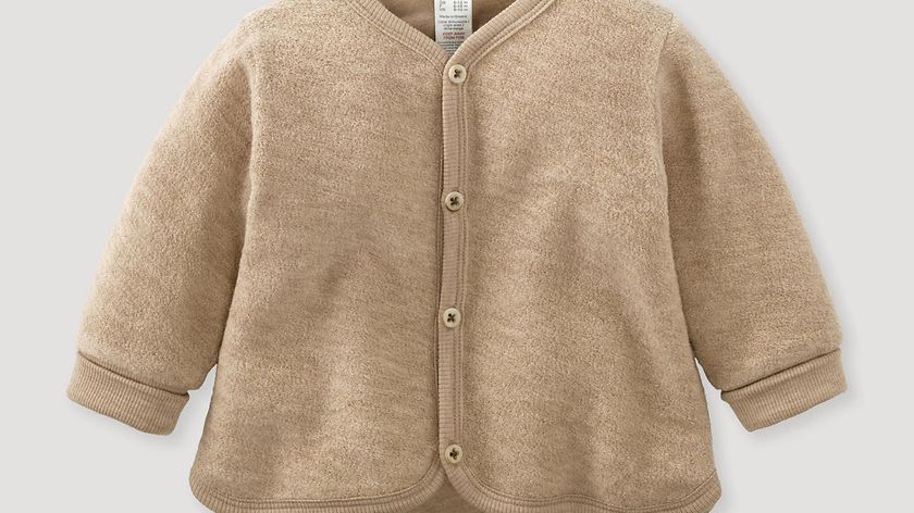 hessnatur Baby Wollfrottee-Jacke aus Bio-Merinowolle - beige - Größe 74/80