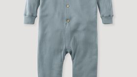 hessnatur Kinder  Jumpsuit aus Bio-Baumwolle - blau - Größe 122/128