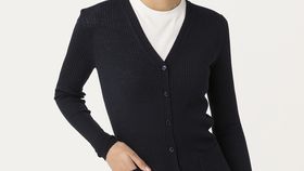 hessnatur Damen Strickjacke aus Bio-Merinowolle mit Seide - schwarz - Größe 38