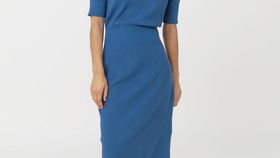 hessnatur Damen Strickkleid aus Bio-Baumwolle - blau - Größe 44