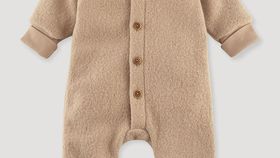 hessnatur Baby Wollwalk-Overall mit Jerseyfutter aus Bio-Merinowolle - beige - Größe 74/80