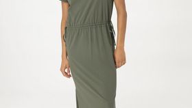 hessnatur Damen Jersey Kleid Midi Regular aus Bio-Baumwolle - grün - Größe 34