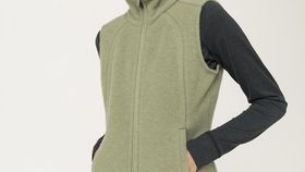 hessnatur Damen-Outdoor Wollfleece-Weste aus Bio-Merinowolle - grün - Größe 38