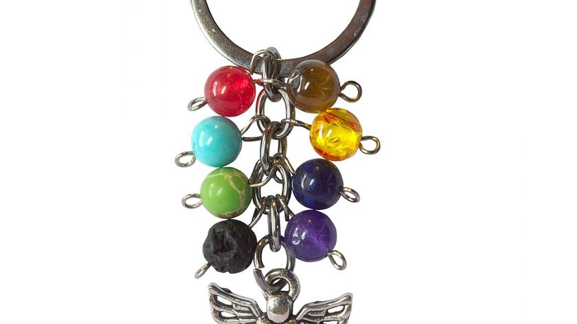 Schlüsselanhänger "Schutzengel" Chakra Edelsteine mit Metall Anhänger, 9cm