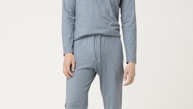 hessnatur Herren Pyjamahose aus Bio-Baumwolle - blau - Größe 46