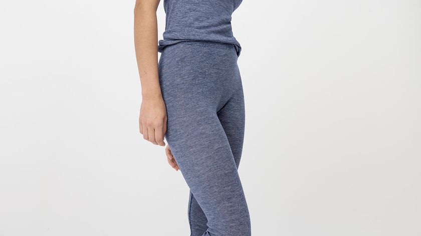 hessnatur Damen Funktions-Leggings mit Bio-Merinowolle und Seide - blau - Größe 38