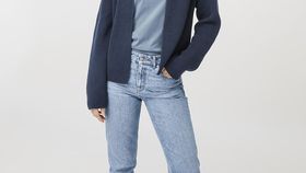 hessnatur Damen Strickjacke aus Bio-Baumwolle - blau - Größe 34