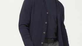 hessnatur Herren Cardigan aus Bio-Baumwolle und Bio-Merino - blau - Größe 54