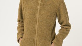 hessnatur Damen-Outdoor Wollfleece-Mantel aus Bio-Merinowolle - gelb - Größe 38