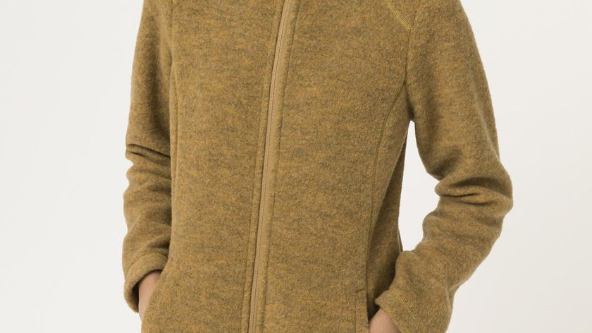 hessnatur Damen-Outdoor Wollfleece-Mantel aus Bio-Merinowolle - gelb - Größe 38