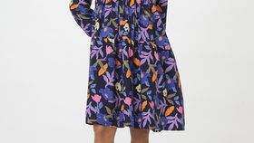 hessnatur Damen Popeline Kleid Mini Relaxed aus Bio-Baumwolle - blau - Größe 40
