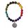 Armband "Blume des Lebens" Chakra Edelsteine mit Metall Anhänger, 6cm flexibel