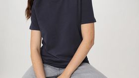 hessnatur Damen T-Shirt Regular aus Bio-Baumwolle - blau - Größe 44