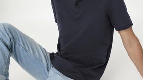 hessnatur Herren Zwirn Polo Shirt Regular aus Bio-Baumwolle - blau - Größe 46