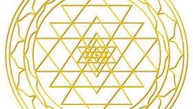 Aufkleber Set 4x3cm/1x7,5cm gold-transparent Sri-Yantra