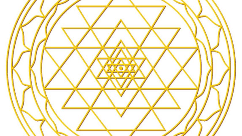 Aufkleber Set 4x3cm/1x7,5cm gold-transparent Sri-Yantra