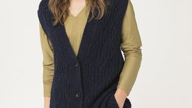 hessnatur Damen Strickjacke aus Baby-Alpaka - blau - Größe S