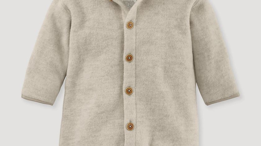 hessnatur Baby Wollfleece Overall Regular aus Bio-Merinowolle mit Bio-Baumwolle - beige - Größe 86/92