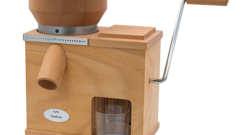 KoMo Getreidemühle Holz Fidifloc 21 - elektrische Mühle mit Handflocker