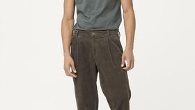 hessnatur Herren Bundfalten-Cordhose Relaxed Fit aus Hanf mit Bio-Baumwolle - grün - Größe 48