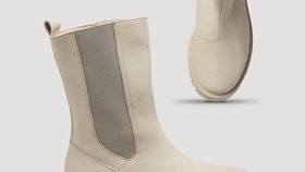 hessnatur Damen Hohe Chelsea Boots - beige - Größe 36