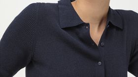 hessnatur Damen Polo-Pullover aus Seide mit Bio-Baumwolle - blau - Größe 34