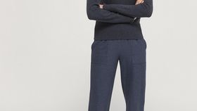 hessnatur Damen Sweathose Cropped aus Bio-Baumwolle - blau - Größe 36