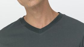 hessnatur Herren V-Shirt Regular Fit Zwirnjersey aus Bio-Baumwolle - grün - Größe 46