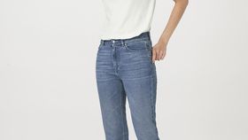 hessnatur Damen Jeans BEA High Rise Straight Cropped aus Bio-Denim - blau - Größe 32/30