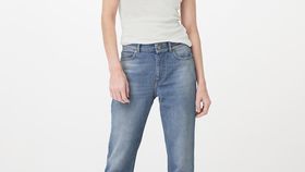 hessnatur Damen Jeans BEA High Rise Straight Cropped aus Bio-Denim - blau - Größe 29/30