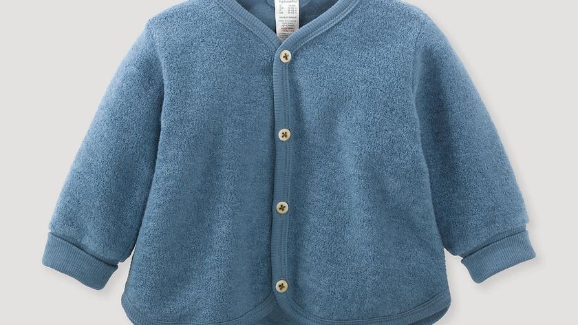 hessnatur Baby Wollfrottee-Jacke aus Bio-Merinowolle - blau - Größe 98/104