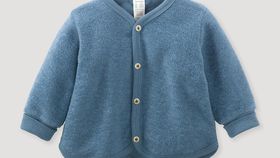 hessnatur Baby Wollfrottee-Jacke aus Bio-Merinowolle - blau - Größe 98/104