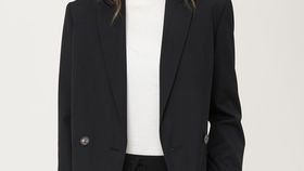 hessnatur Damen Blazer aus Bio-Merinowolle mit Bio-Baumwolle - schwarz - Größe 38