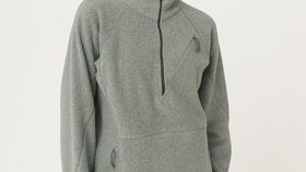 hessnatur Damen-Outdoor Fleece-Troyer BetterRecycling aus Bio-Baumwolle - grün - Größe 36