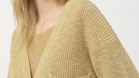 hessnatur Damen Cardigan aus Bio-Baumwolle mit Leinen - grün - Größe XS