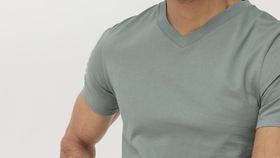 hessnatur Herren V-Shirt Regular aus Bio-Baumwolle - grün - Größe 48