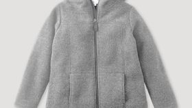 hessnatur Kinder Wollfleece Jacke Regular aus Bio-Merinowolle - grau - Größe 134/140