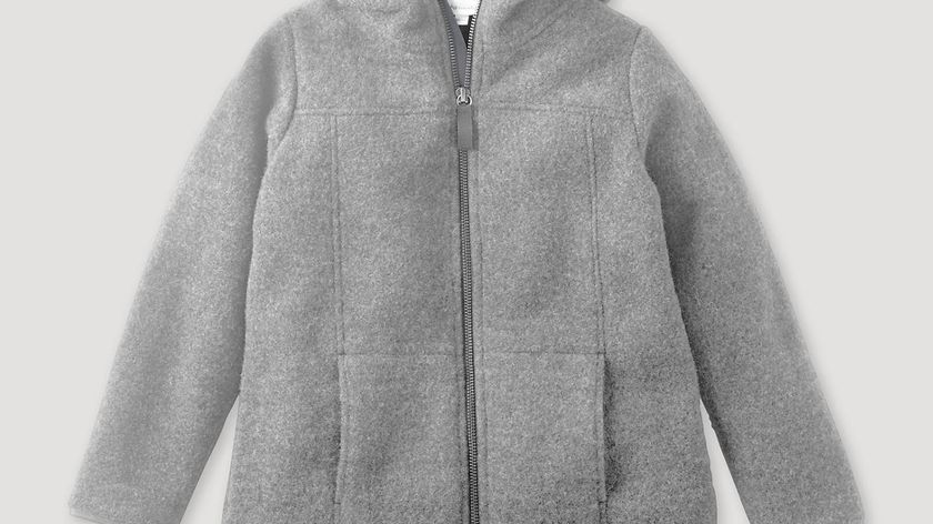 hessnatur Kinder Wollfleece Jacke Regular aus Bio-Merinowolle - grau - Größe 134/140