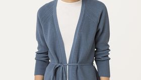 hessnatur Damen Strickjacke aus Bio-Baumwolle - blau - Größe L