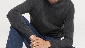 hessnatur Herren V-Pullover aus Schurwolle mit Kaschmir - grau - Größe 48