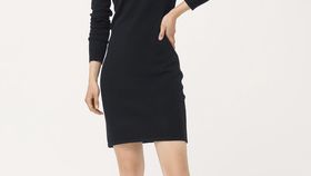 hessnatur Damen Strickkleid aus Bio-Merinowolle mit Kaschmir - schwarz - Größe 46