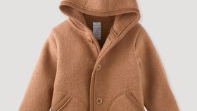 hessnatur Baby Walkjacke aus Bio-Merinowolle - braun - Größe 98/104