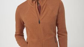 hessnatur Damen-Outdoor Leichte Wollfleece-Jacke aus Bio-Merinowolle - braun - Größe 34